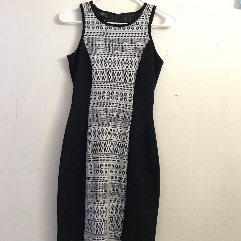 BCX Black White Aztec Pattern Dress